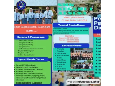 SMK Negeri 1 Aesesa Buka Pendaftaran Peserta Didik Baru Tahun Ajaran 2026/2027