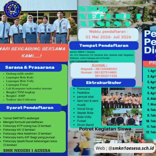 SMK Negeri 1 Aesesa Buka Pendaftaran Peserta Didik Baru Tahun Ajaran 2026/2027
